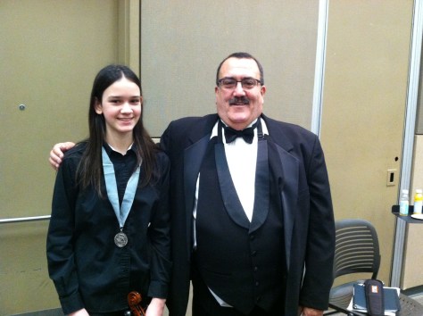 Kelly Avila with 2016 MSBOA Middle School All State Orchestra Director Bob Phillips