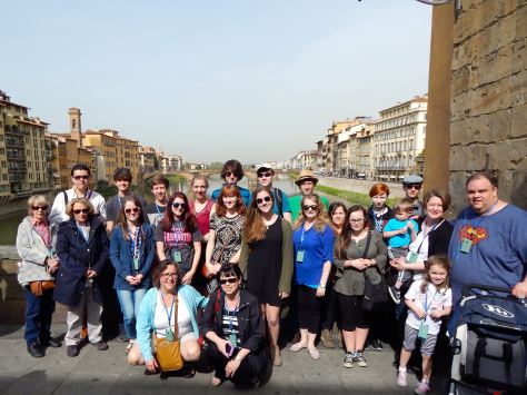 Our group on the Ponte Vecchio over the Arno River in Florence, Italy