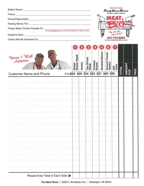 Meat Bock Order Form
